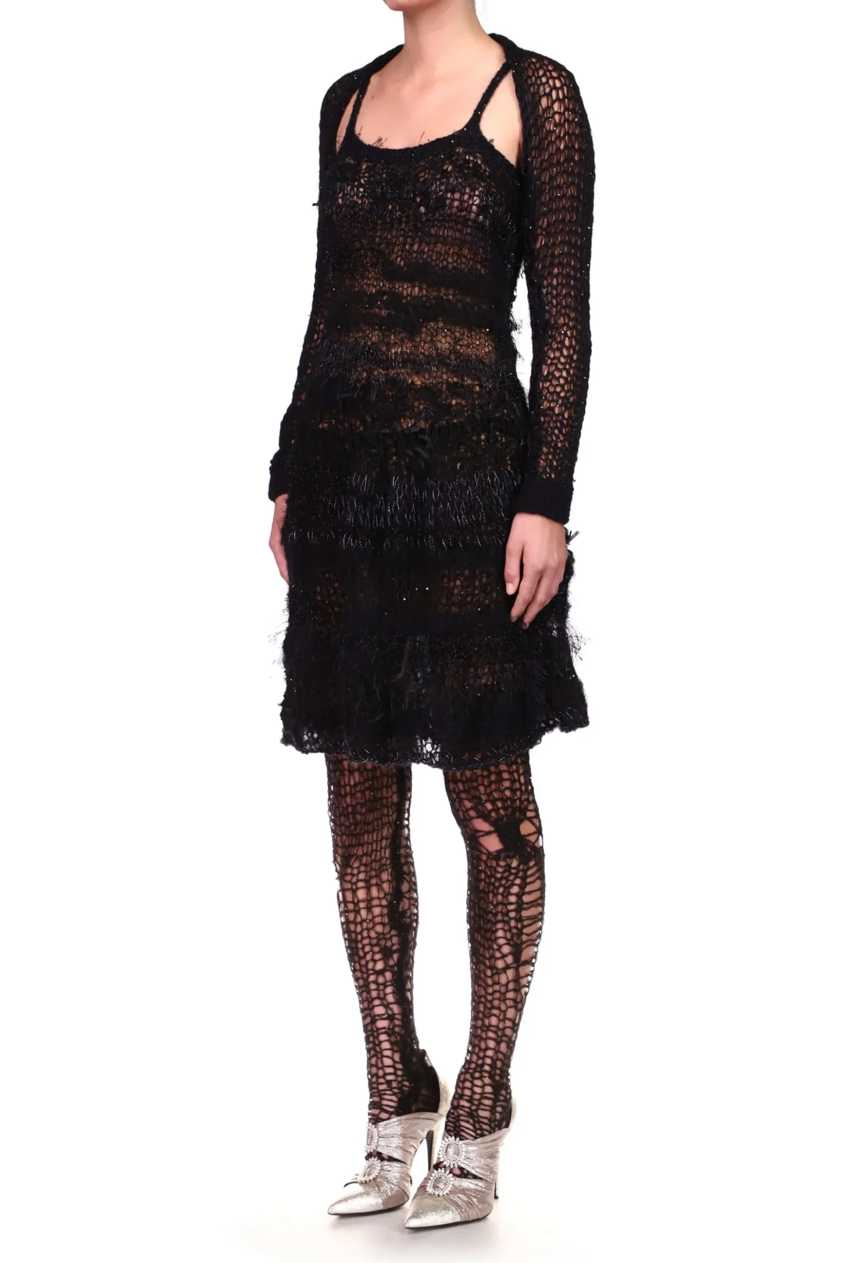 Black Loose Hand Knit Dress