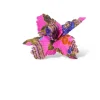 Magenta Printed Silk Iris Flower Pin