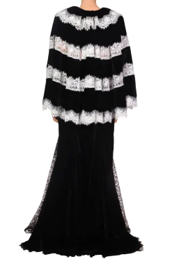 Metallic Black And White Lace Capelet