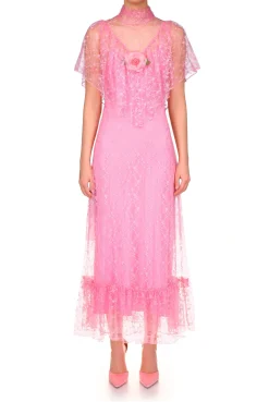 Pink Floral Lace Dress