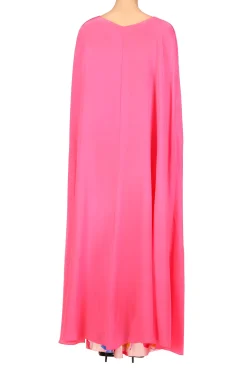 Pink Silk Cape With Silk Flower Detail