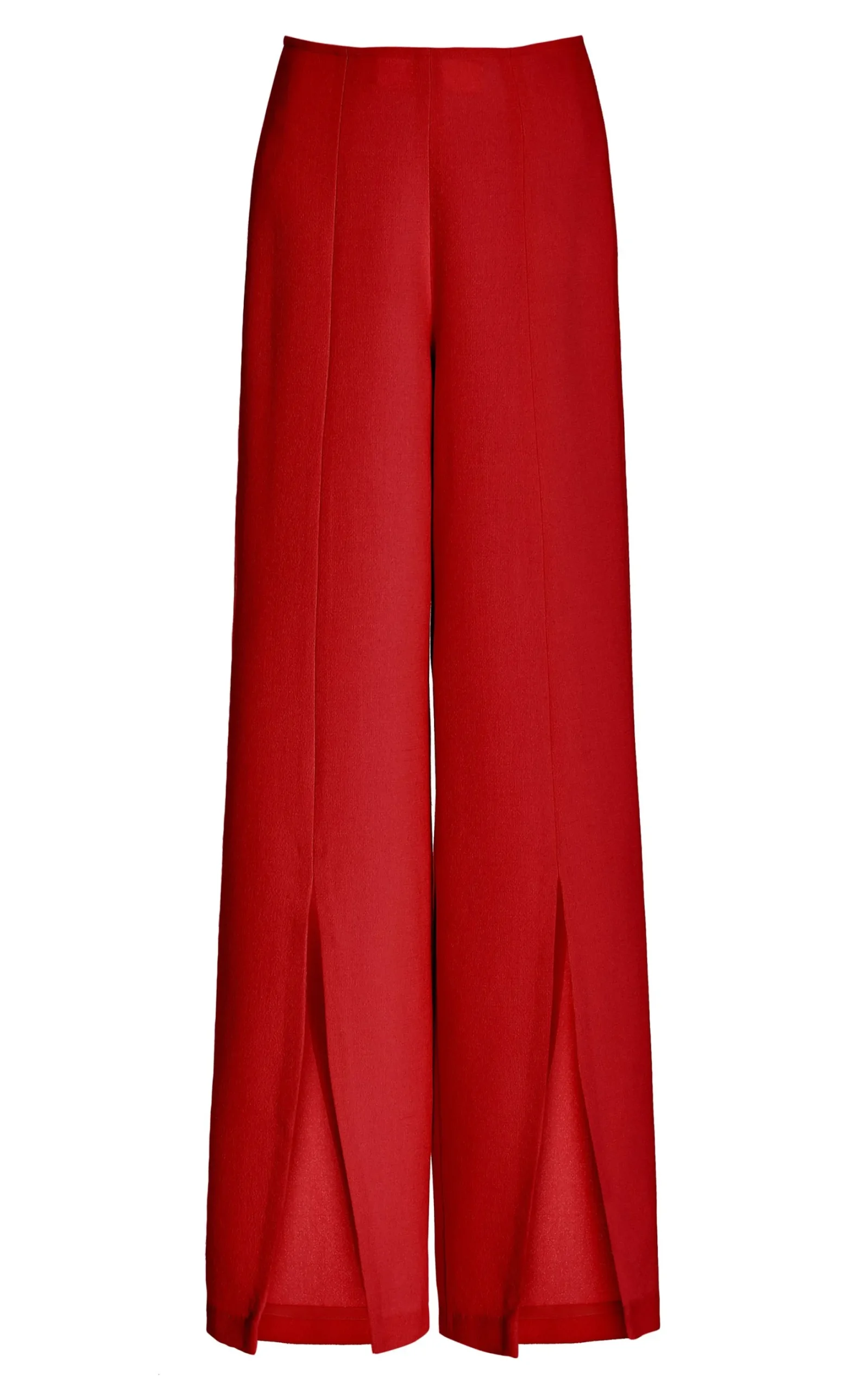 Red Wide Leg Double Faced Wool Pant