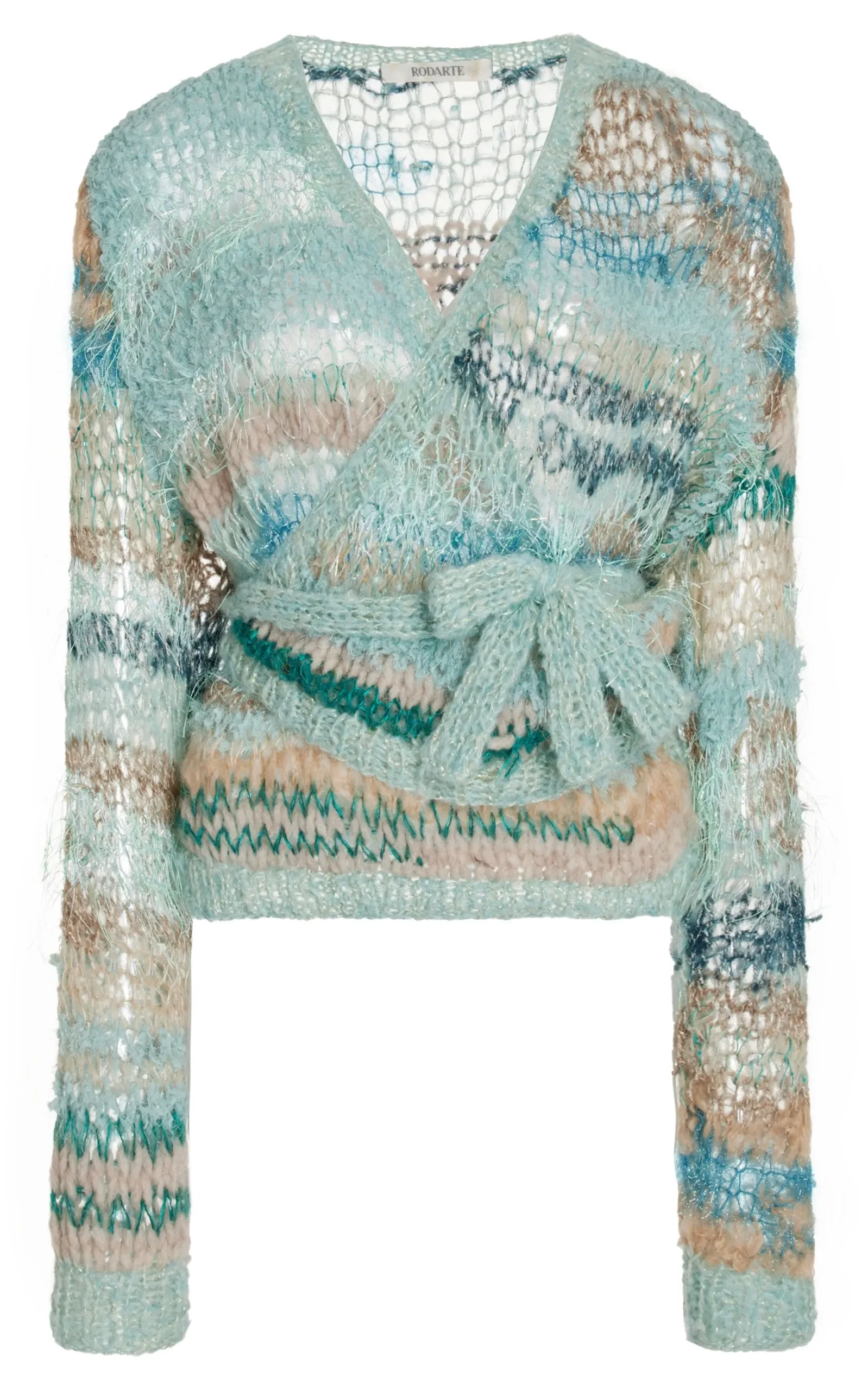 Sea Foam Loose Hand Knit Wrap Sweater