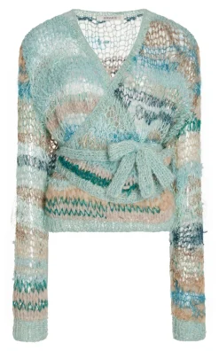 Sea Foam Loose Hand Knit Wrap Sweater