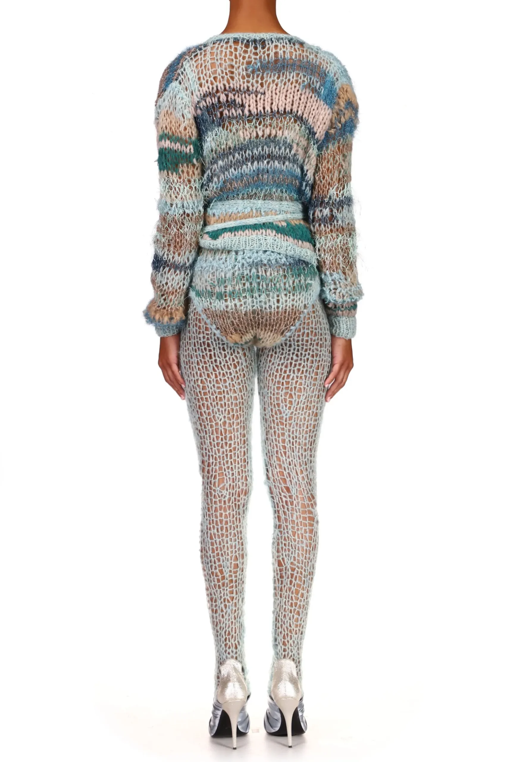 Sea Foam Loose Hand Knit Wrap Sweater