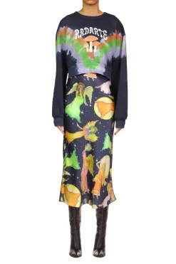 Tie Dye Mushroom Print Radarte Crop Sweatshirt
